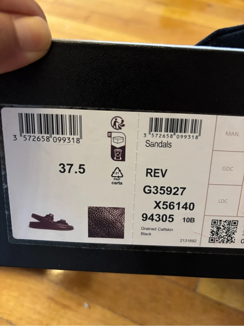 CHANEL Black Leather Dad Sandals